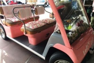 中仙道ゴルフ倶楽部　幸せのピンクカート貸し出し中